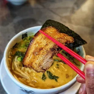 8/8/22 - Curry Ramen - Chashu. Thick, strong marinade. Good fat/meat ratio. Soild.