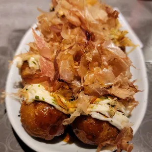 Takoyaki japanese mustard and original.