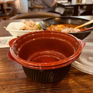 Cute to-go container, looks like a real bowl.