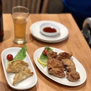 Fried Gyoza and Fried Chicken