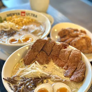 Tonkotsu Ajitama Ramen, Nagoya Karaage 3 pc, Paiko pork