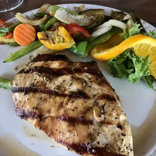 grilled chicken and vegetables