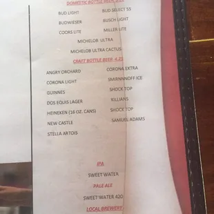 the menu