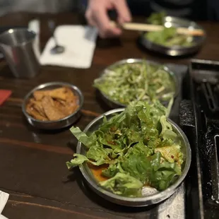 Large Green Onion/Salad Mix Side, Fish Cakes