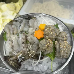 Shrimp and shrimp balls selection