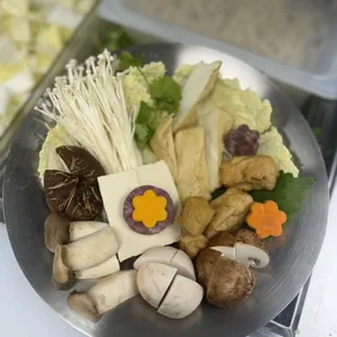 Assorted tofu and mushrooms platter