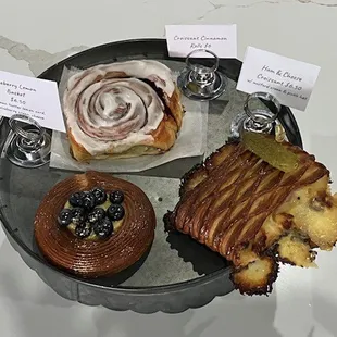 cinnamon roll, ham &amp; cheese, lemon blueberry