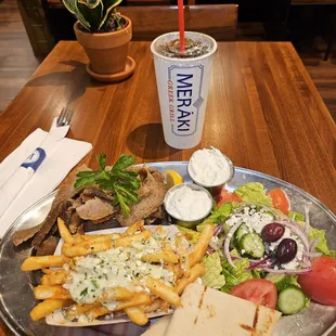 Gyro platter, with feta fries , yum!