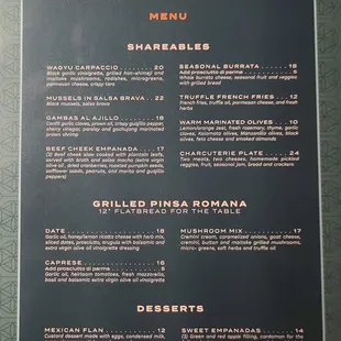 Food menu