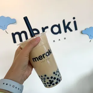 Jasmine milk tea with boba