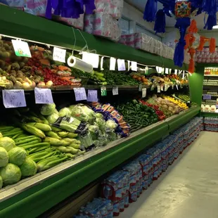 a produce section in a grocery store