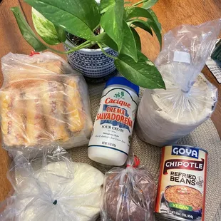 Tamales and some ingredients for Sopes