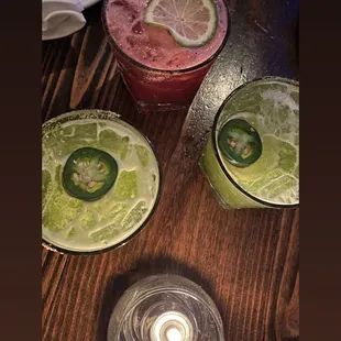 Cucumber margarita. And Jamaica marg