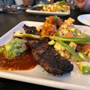 Carne asada with Cauliflower al Pastor instead of mashed potatoes.