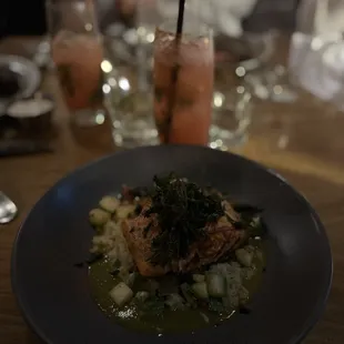 Salmon special with salsa verde