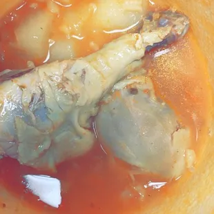 A half full container remained of the Caldo de Pollo after I served myself a bowl.