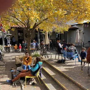 Outdoor dining, chatting and coffee drinking at the Mercado