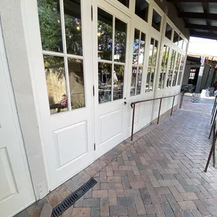the entrance to a restaurant