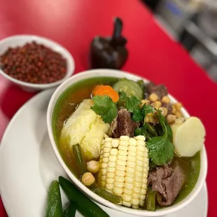 a bowl of mexican food