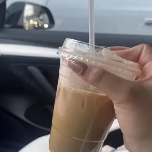 iced vanilla latte with oatmilk