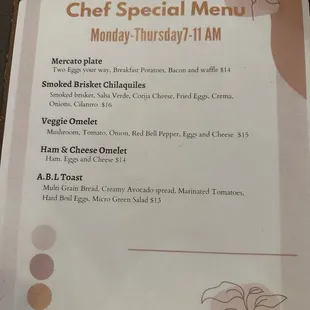 Breakfast specials