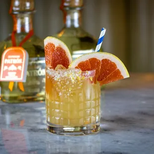 Palermo Paloma Cocktail: Tequila, Grapefruit Juice, Fresh Lime Juice, Soda Water &amp; Simple Syrup.