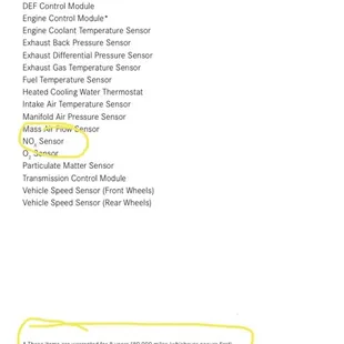Evidence of NOx sensor coverage and terms of coverage