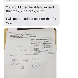 Cost of warranty they tried to get me to buy that was already advertised in the listing