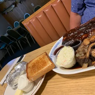 Ribs and prime rib with baked potato