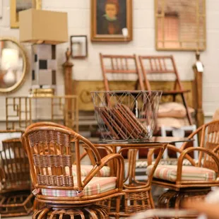 We always have a rotating selection of vintage rattan and bamboo pieces.