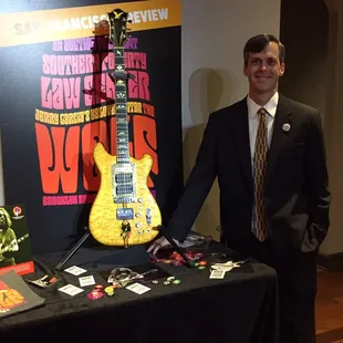 Jerry Garcia's iconic Wolf guitar. Pre-auction preview reception. March 2017.