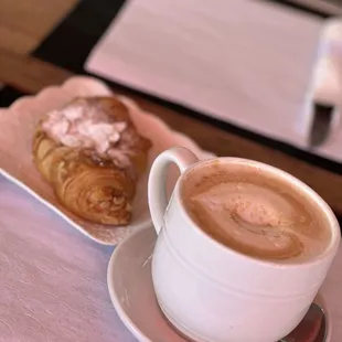 Latte with an almond croissant