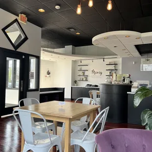 a kitchen and dining area