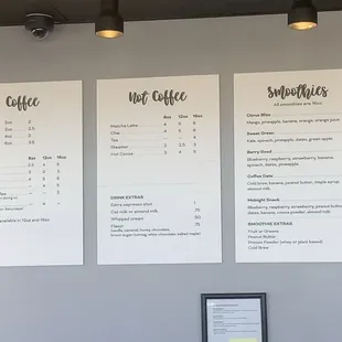 Drink menu