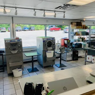 there&apos;s an exhibition style kitchen where the sweet treats are made.