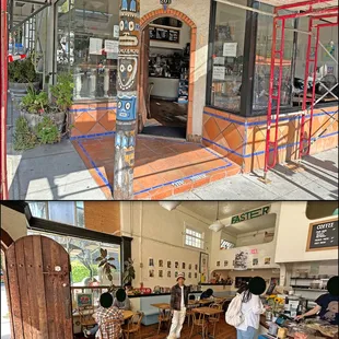 Mercury Cafe, is temporarily hidden behind scaffolding.