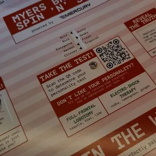 Cocktail menu