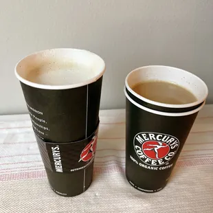 Left - bees knees tea latte  Right - espresso chai latte  Always get half sweet / flavor or else it will be too sweet :)