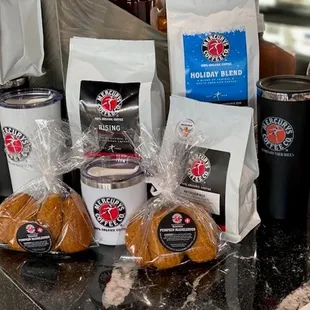 a variety of coffee and pastries