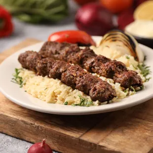 Well marinated ground beef. Served with rice, lettuce and tahini sauce