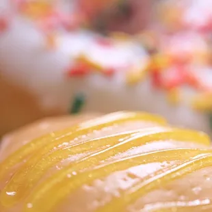 a close up of a donut