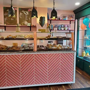 the interior of a bakery