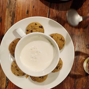 Mini chocolate chips with milk so you can dunk it in.