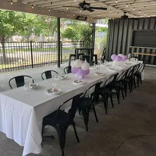 Cutest patio setup for my daughter&apos;s sweet 16 party! (We brought the balloons and cake pops)