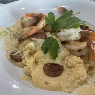 Grilled shrimp and grits.