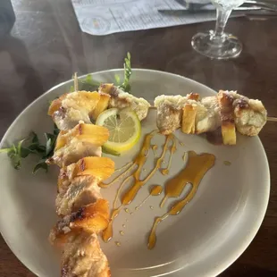 Chicken and pineapple skewers