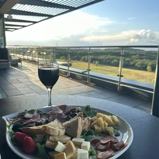 charcuterie board and red blend