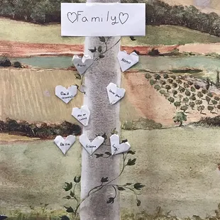 a family tree with hearts on it