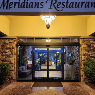 the entrance to the restaurant