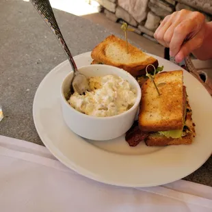 Chicken &amp; bacon sandwich with potato salad